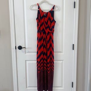 Red and blue striped dress